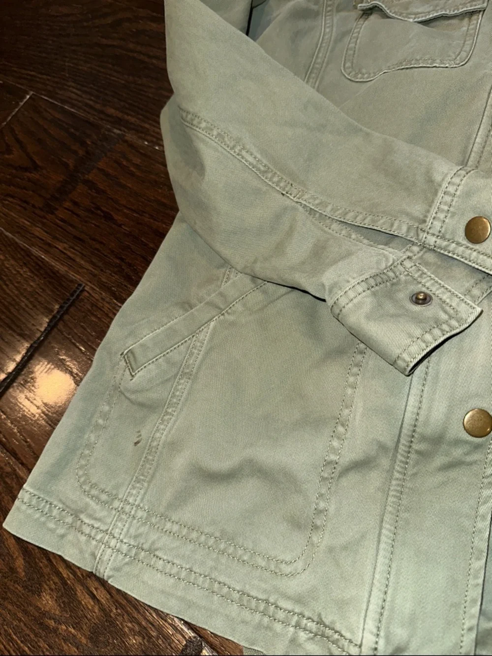 Talbots olive green  Utility Jacket with Snap Front size petite